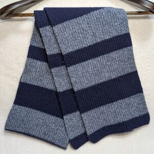 GAP Lambswool Ribbed Knit Navy Blue Heather Striped Scarf 64x8 GP-5095